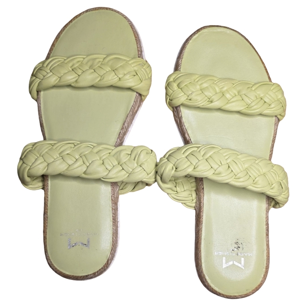 Marc Fisher LTD Lemon-Lime Braided Double Strap Platform Sandals Women’s 7.5